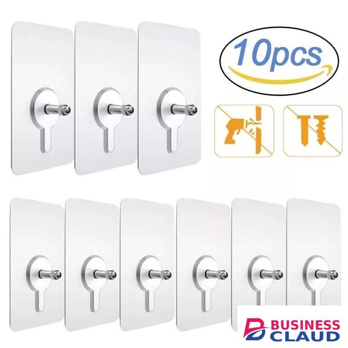 10pcs Strong Adhesive Seamless Sticky Wall Hook with screw,