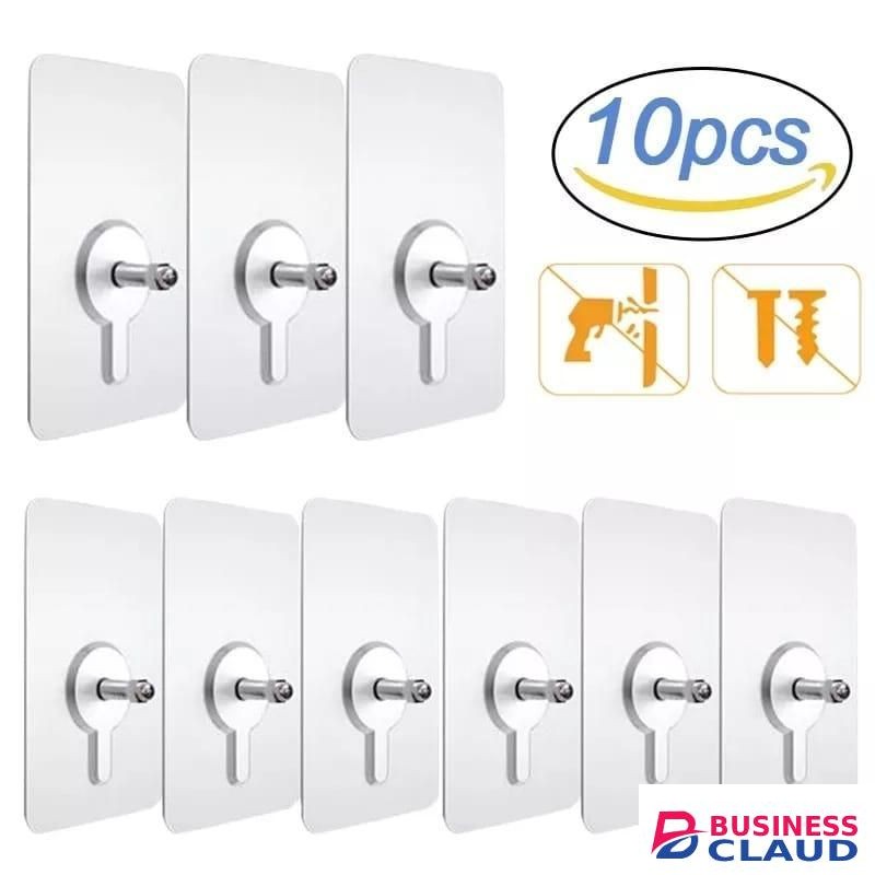 10pcs Strong Adhesive Seamless Sticky Wall Hook with screw,