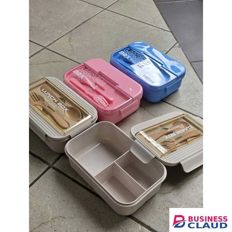 Bento Lunch Box with 3 Compartments – 1100ML Big Size, Spoon & Fork Included, Microwave Safe