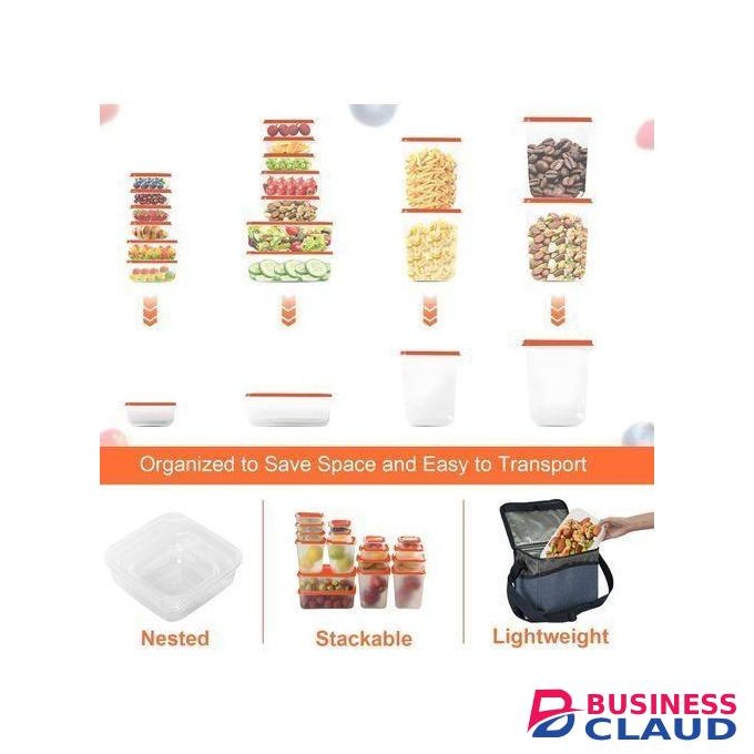 17-Piece BPA-Free Microwaveable and Freezer-Safe Storage Container Set with Lids (Orange)