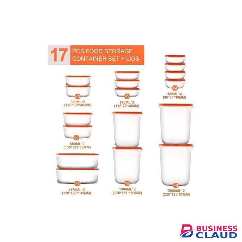 17-Piece BPA-Free Microwaveable and Freezer-Safe Storage Container Set with Lids (Orange)