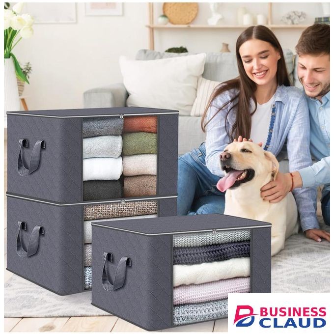 60L capacity, foldable fabric storage boxes