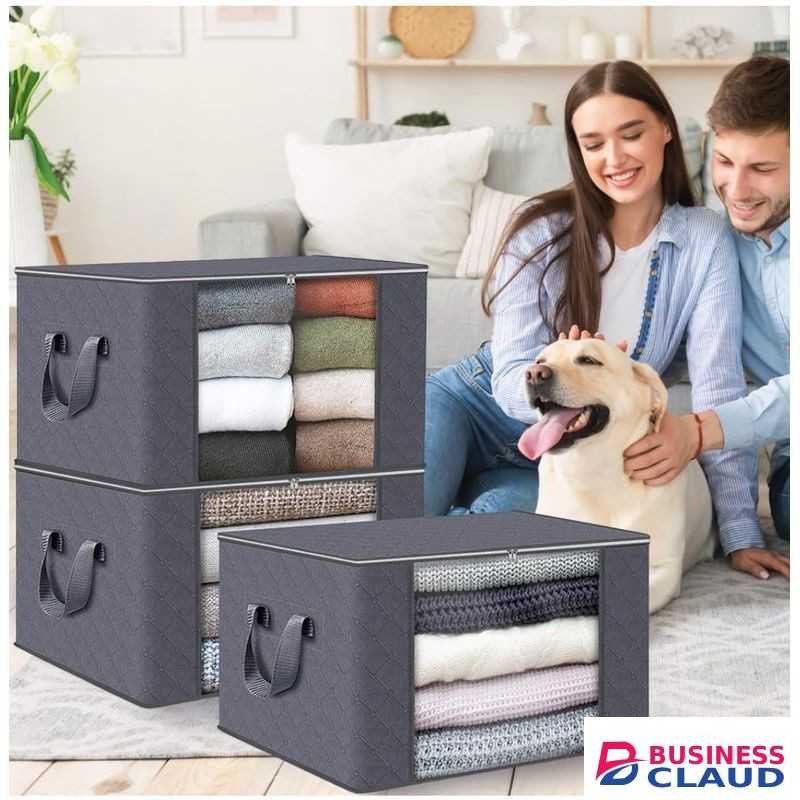 60L capacity, foldable fabric storage boxes