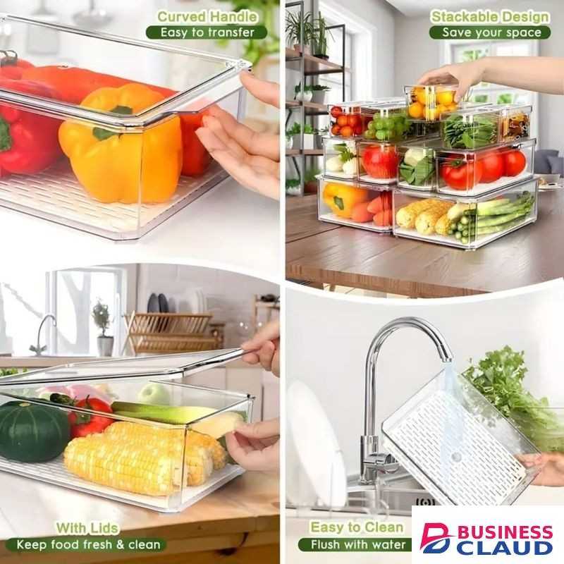 14pcs Stackable Acrylic Fridge Storage Containers