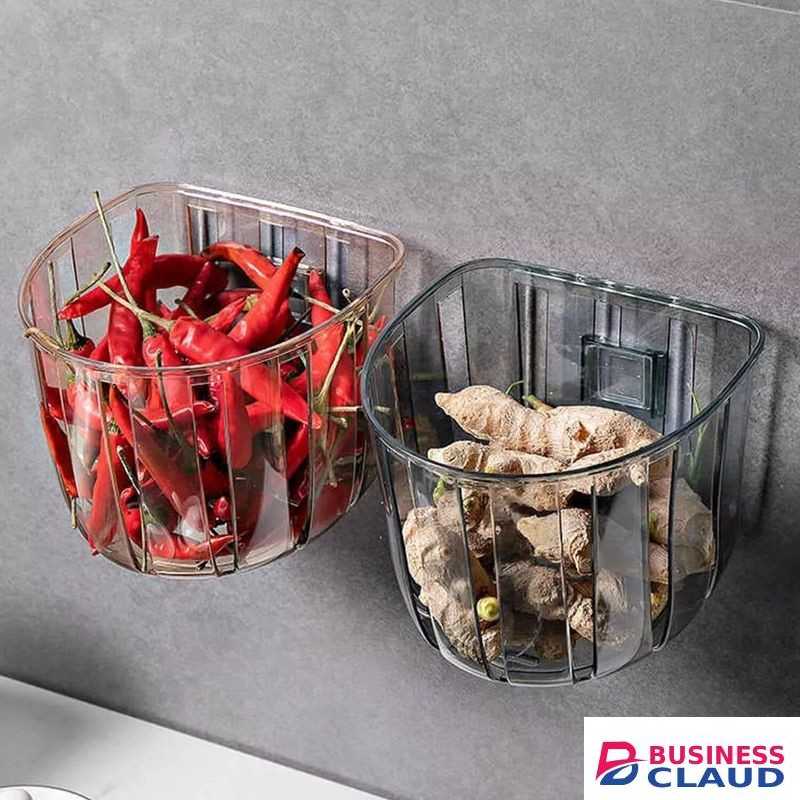 Multi-purpose Kitchen Storage Hanging Baskets Fruit Garlic Ginger Garbage Box Organizer Wall-mounted