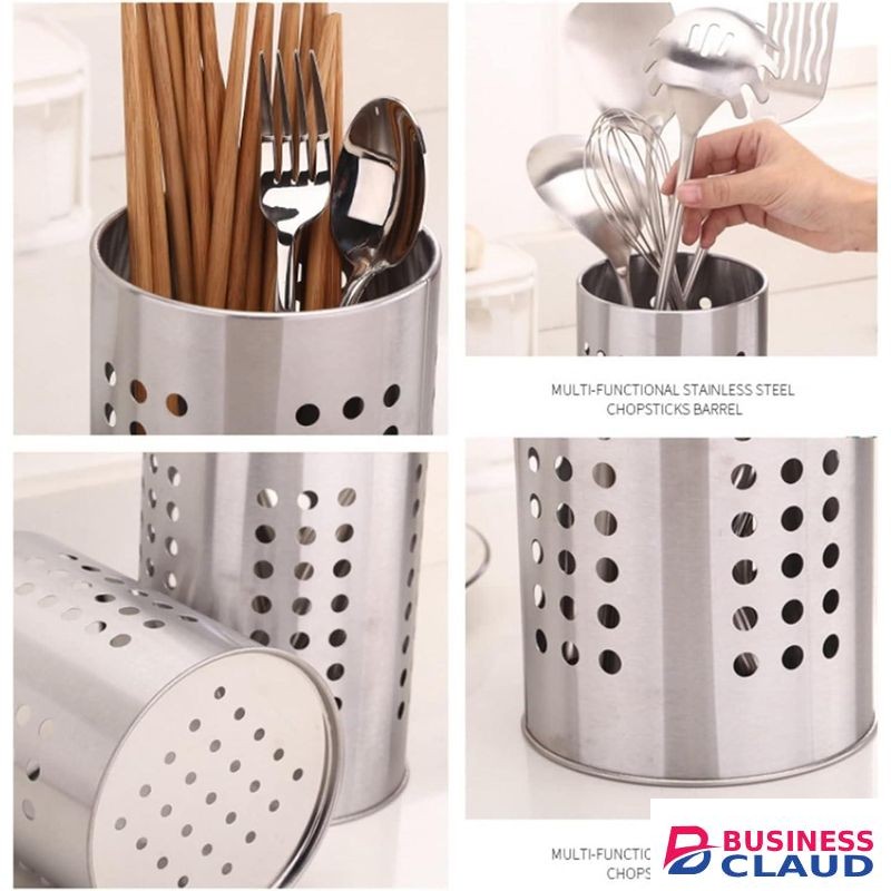 Utensil Caddy Kitchen Storage Shelf Stainless Steel Chopsticks Holder Cage Kitchen Accessories Cutlery Organizer Tableware Drain Rack Pen Holder