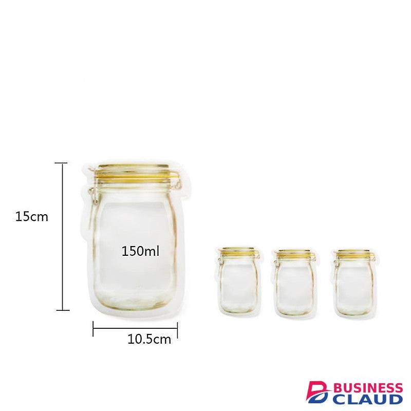 Reusable Mason Jar Zipper Bags - Leakproof Food Storage Pouches for Snacks & Travel Essentials