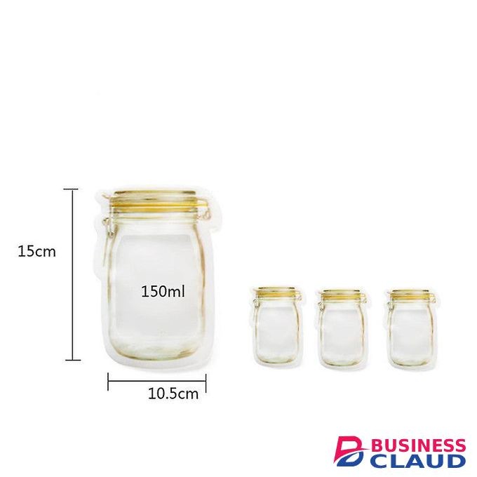 Reusable Mason Jar Zipper Bags - Leakproof Food Storage Pouches for Snacks & Travel Essentials