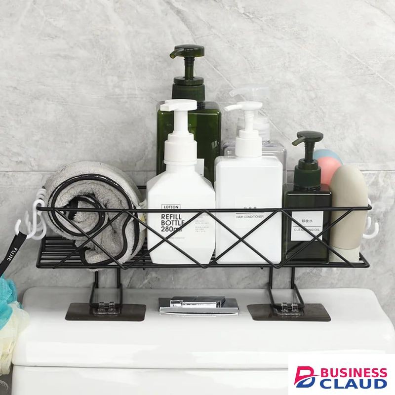 Bathroom Toilet Rack Wall Shelf Organizer, Wrought Iron Durable Storage for Bathroom Essentials, 34x15x7cm