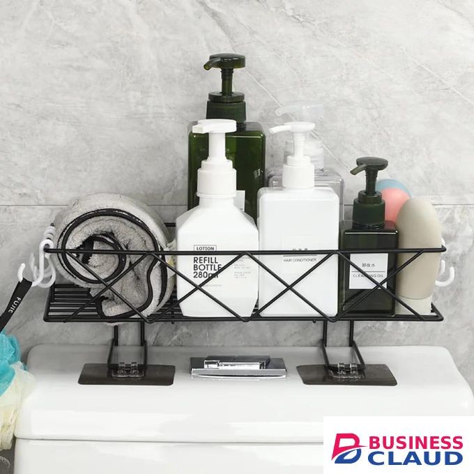 Bathroom Toilet Rack Wall Shelf Organizer, Wrought Iron Durable Storage for Bathroom Essentials, 34x15x7cm