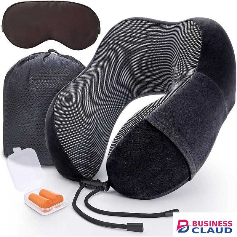 Travel Neck Pillow for Airplanes, Premium Memory Foam Neck Pillow with Ergonomic 360° Support, Travel Essentials for Plane, Car, Train and Home + Free Storage bag