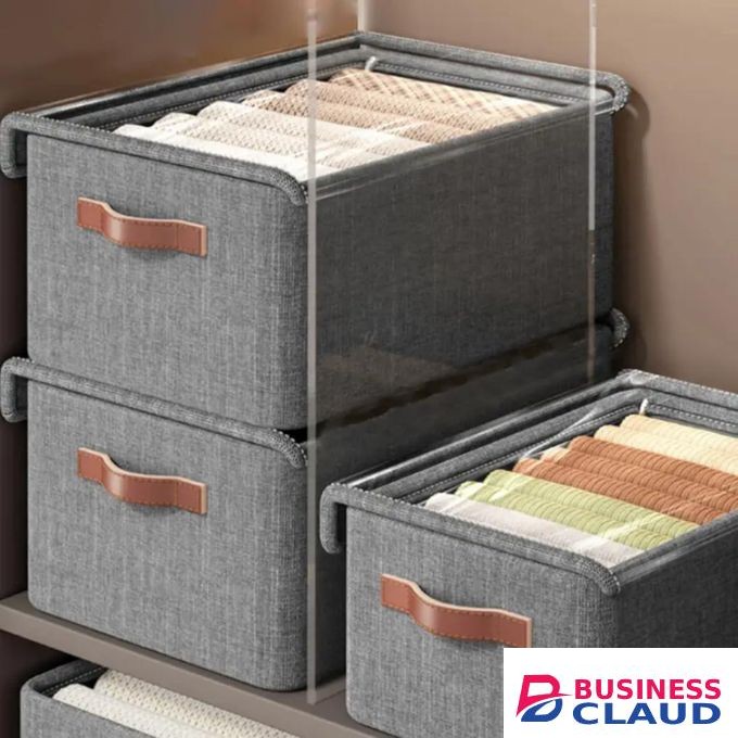 Wardrobe Organizer For Clothes, Storage Basket with Lid Dustproof Organisers Storage Box with Metal frame Clothes Cover Storage Organizer