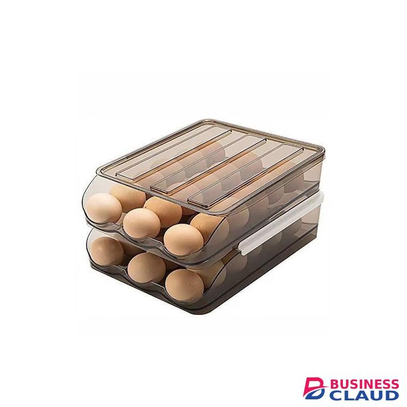 -Layer Stackable Automatic Rolling Egg Organizer, Large Capacity Fridge Egg Dispenser, Gravity-Fed Egg Storage Box