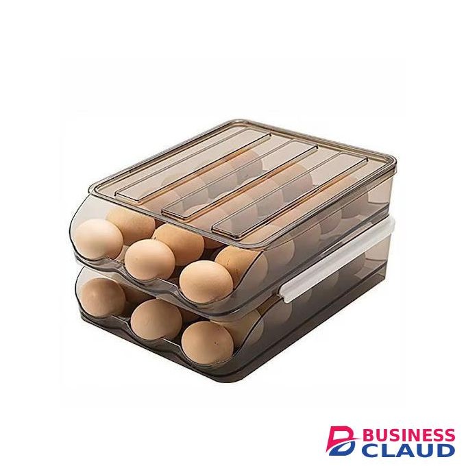 -Layer Stackable Automatic Rolling Egg Organizer, Large Capacity Fridge Egg Dispenser, Gravity-Fed Egg Storage Box