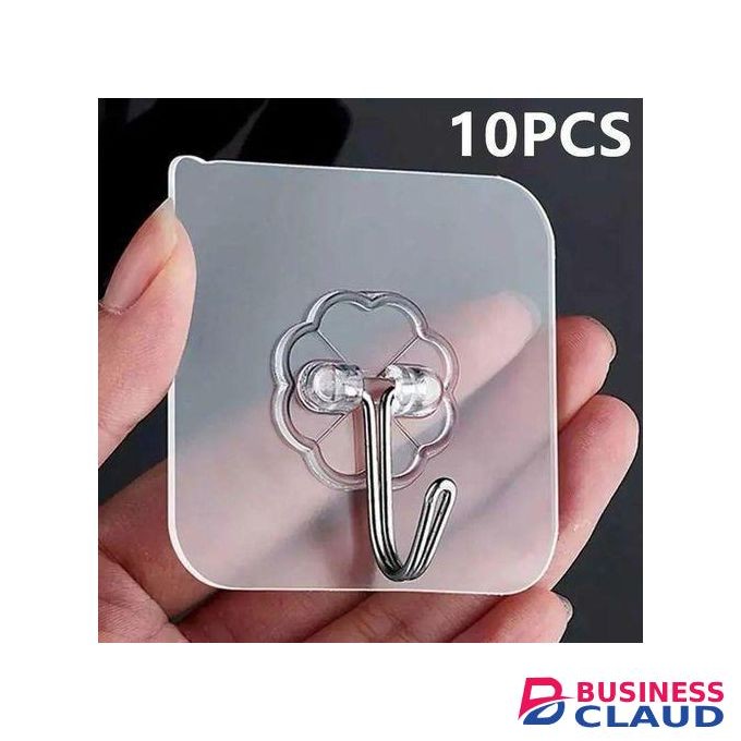 10Pcs Clear Hooks Strong Self Adhesive Wall Hangers Suction Heavy Load Rack Punch-free Waterproof Kitchen Bathroom Hook