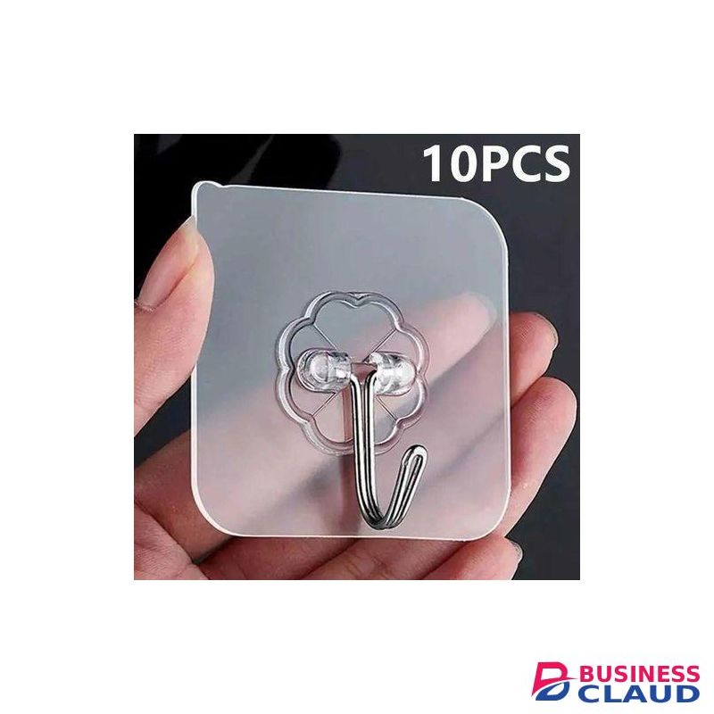 10Pcs Clear Hooks Strong Self Adhesive Wall Hangers Suction Heavy Load Rack Punch-free Waterproof Kitchen Bathroom Hook