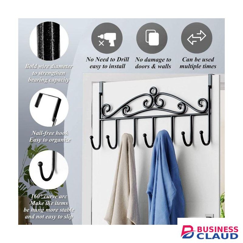 Hot Sale Over The Door Hook - 7 Hooks For Bathroom, Clothes, Belts, Hats, Towels - Coat & Towel Rack With Door Hanger, MULTICOLOR