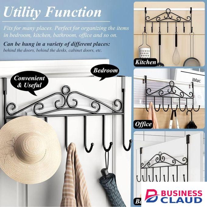 Hot Sale Over The Door Hook - 7 Hooks For Bathroom, Clothes, Belts, Hats, Towels - Coat & Towel Rack With Door Hanger, MULTICOLOR