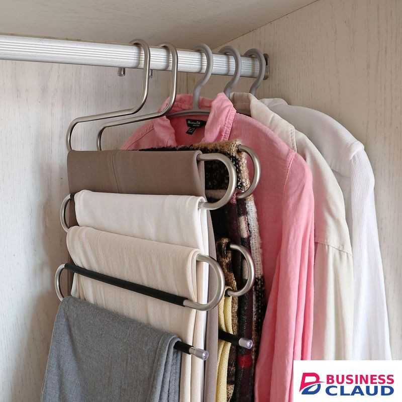 2pcs Multi Trouser Hangers, S Shape Trouser Hanger, 5 Bars, Non-Slip, Space-Saving Multi Hangers, Metal