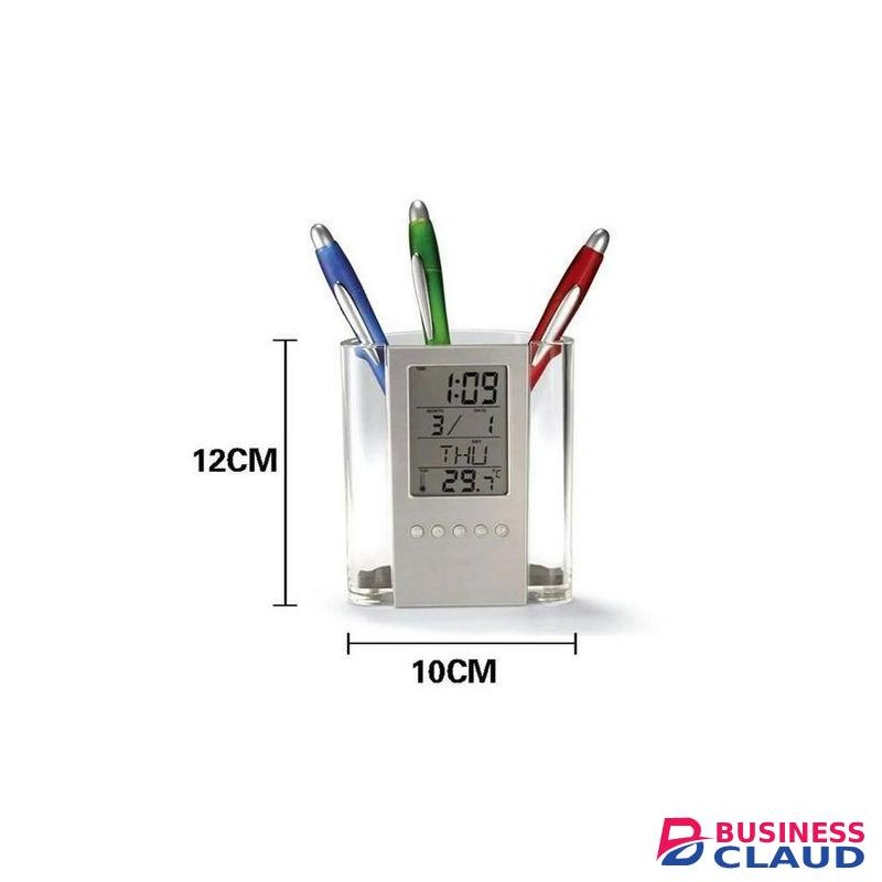 Pen Pencil Holder/organizer, Digital LCD Desk Pen Holder, Calendar, Timer, Clock, Thermometer Desktop Electronic Office Stationary Organizer