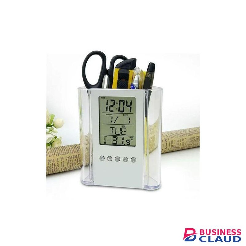 Pen Pencil Holder/organizer, Digital LCD Desk Pen Holder, Calendar, Timer, Clock, Thermometer Desktop Electronic Office Stationary Organizer