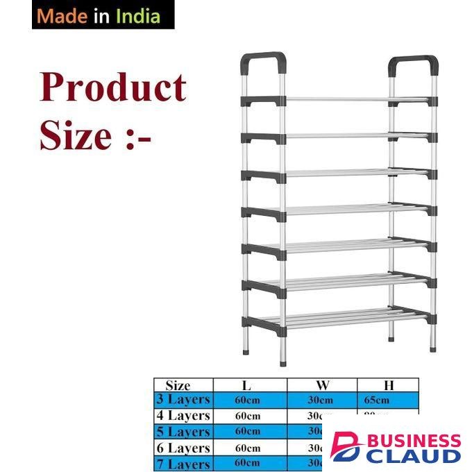 Hot Sale Durable Shoe Racks 7 Layers Large Capacity Of PP + Stainless Steel, MULTICOLOR
