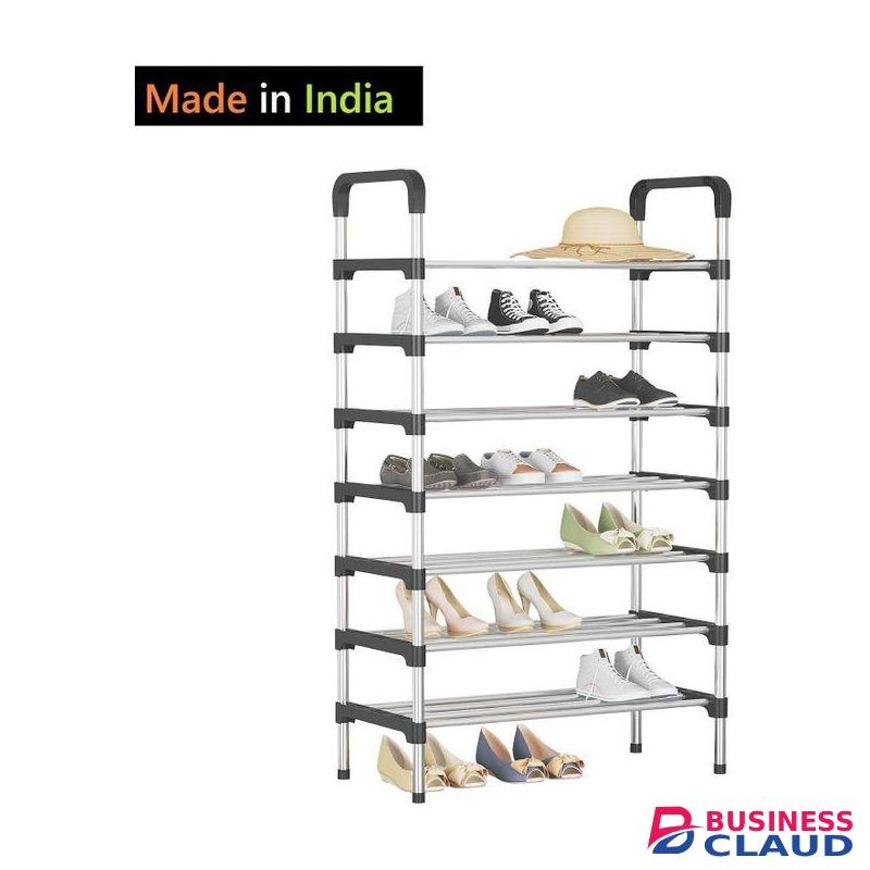 Hot Sale Durable Shoe Racks 7 Layers Large Capacity Of PP + Stainless Steel, MULTICOLOR