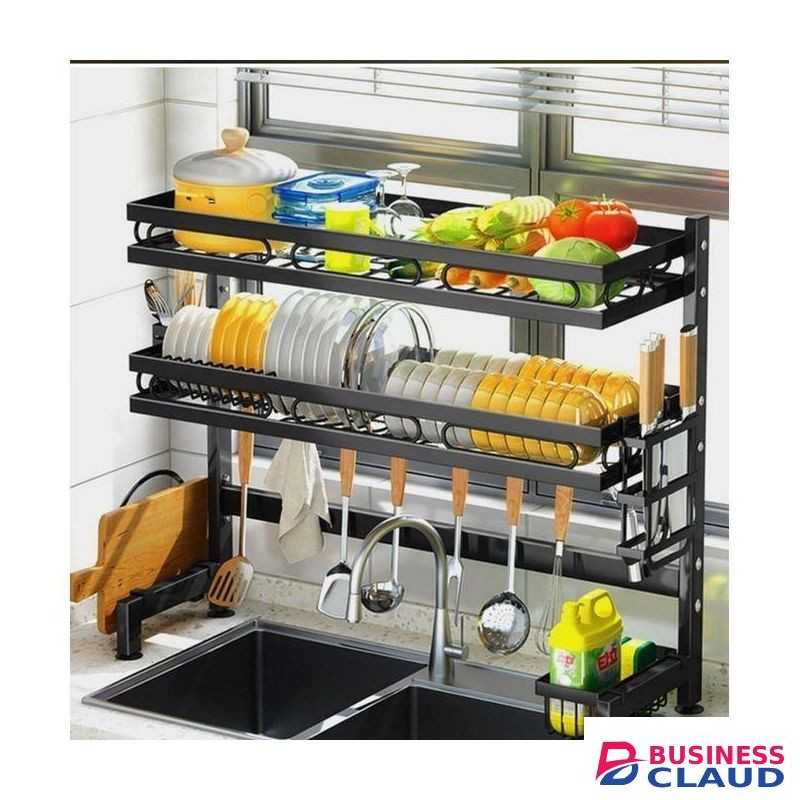 Hot Sale Extendable Over The Sink Double Dish Rack, Durable Cup Holder Stainless Steel Utensil Holder