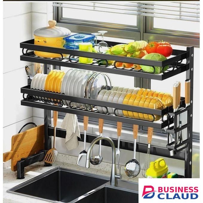 Hot Sale Extendable Over The Sink Double Dish Rack, Durable Cup Holder Stainless Steel Utensil Holder