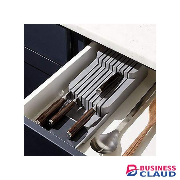 2 Tier Compact Safe Knife Drawer Organizer Knife Block Holds