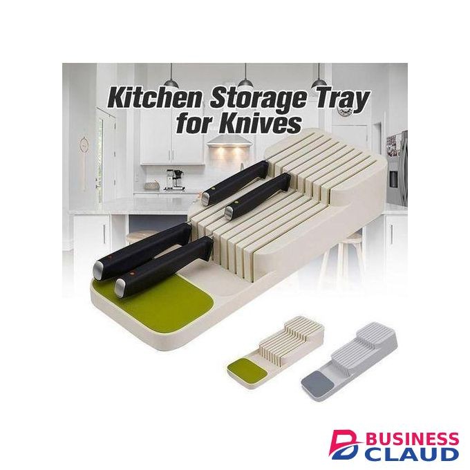 2 Tier Compact Safe Knife Drawer Organizer Knife Block Holds