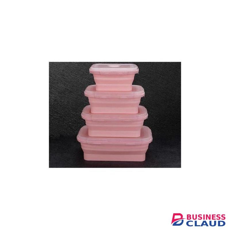 4Pc Collapsible Silicon Lunch Box Set Microwave Containers
