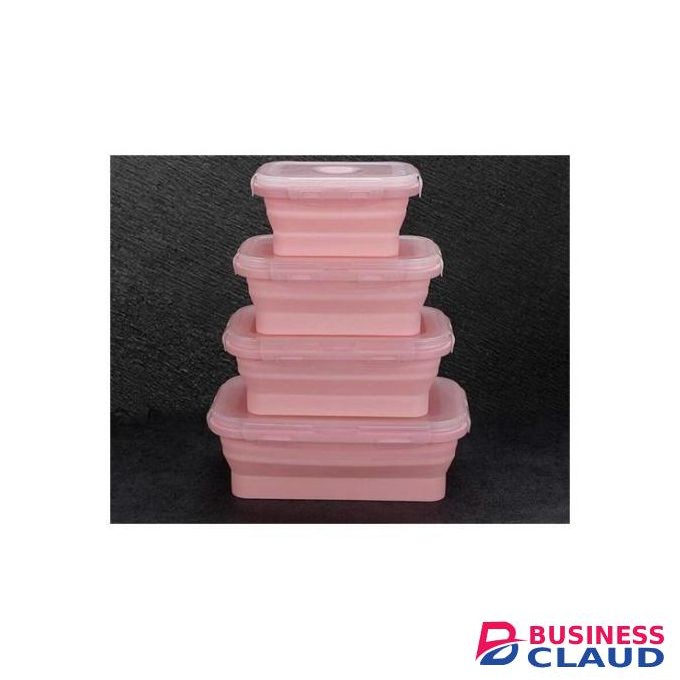 4Pc Collapsible Silicon Lunch Box Set Microwave Containers