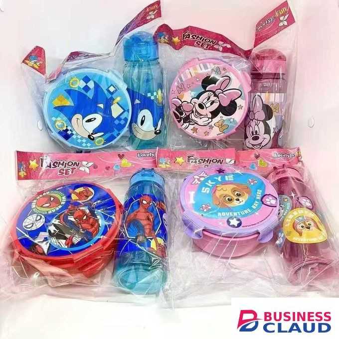 Combo Disney cartoon themed, Sonic, paw patrol, Spiderman, Mickey mouse 2-in-1 Lunch Box