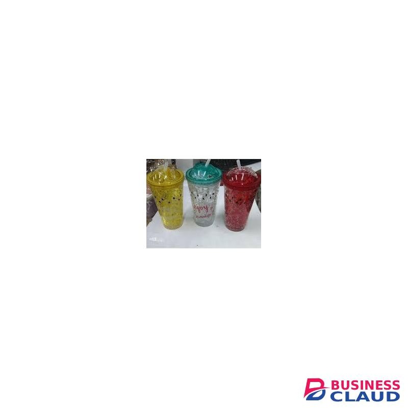 Double-Wall Insulated Ice-Effect Tumbler with Straw – Leak-Resistant Travel Cup