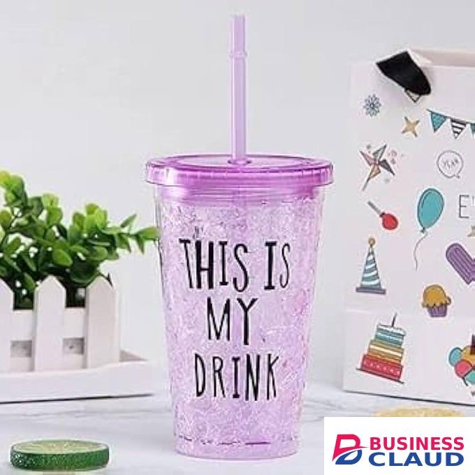Double-Wall Insulated Ice-Effect Tumbler with Straw – Leak-Resistant Travel Cup