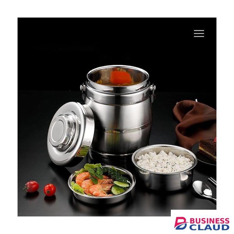 2 Liters Portable 2 Tier Double Layer Stainless Steel Thermal Lunch Boxs Thermal Bento Box Seal Container, PACK OF 1