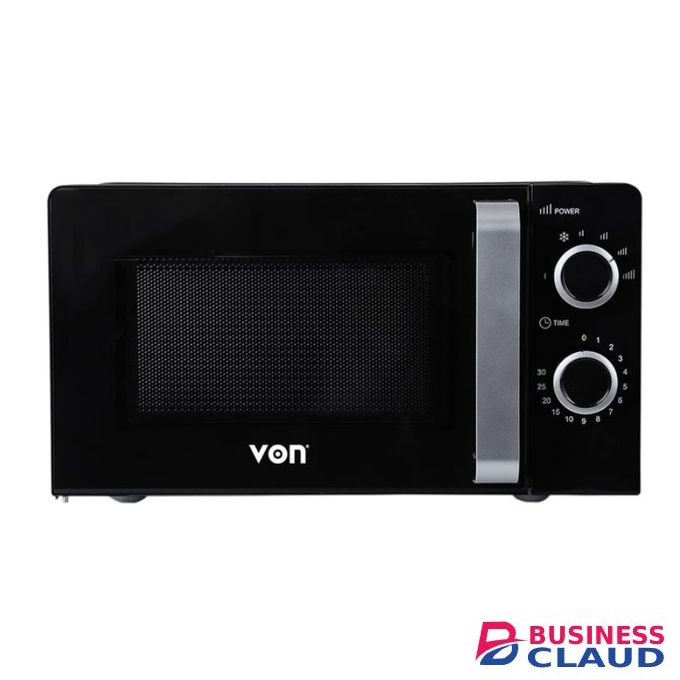 VON VAMS-20MGX 20L Solo Microwave – Manual Control, 700W, 8 Power Settings, Black