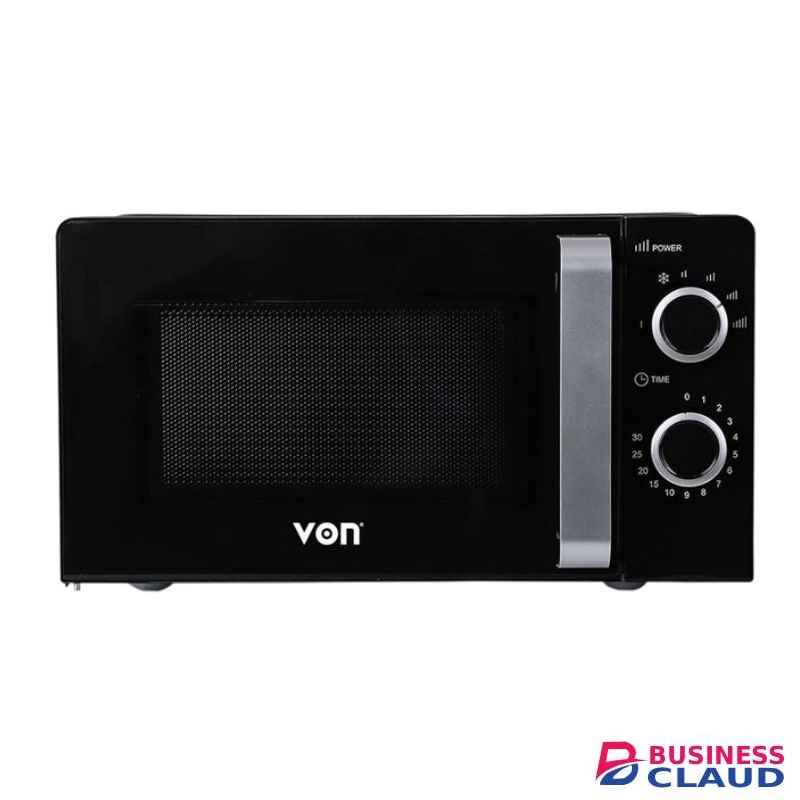 VON VAMS-20MGX 20L Solo Microwave – Manual Control, 700W, 8 Power Settings, Black