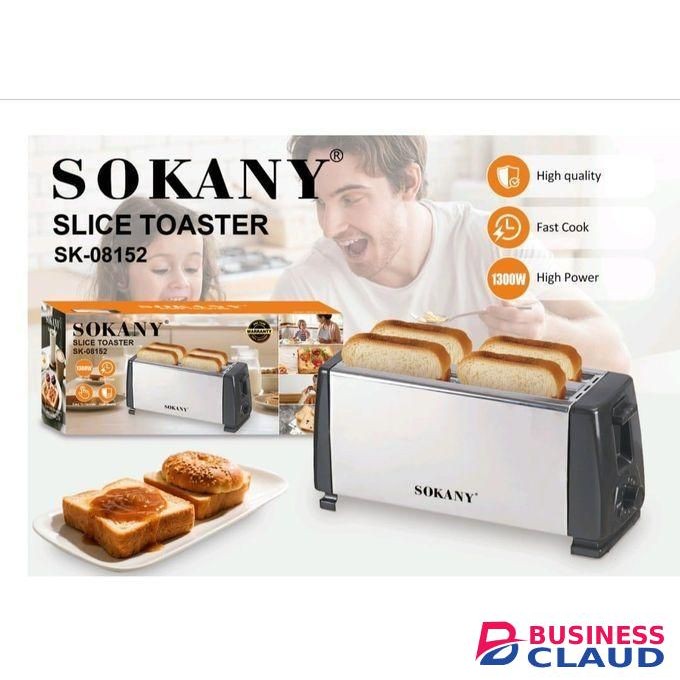Sokany Electric 1300W ,4 Slices Bread Toaster - Crumb Tray, Cord Storage, 6 Settings with Cancel, Defrost & Reheat Function -Removable crumb tray