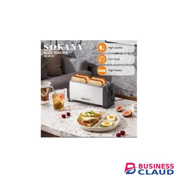 Sokany Electric 1300W ,4 Slices Bread Toaster - Crumb Tray, Cord Storage, 6 Settings with Cancel, Defrost & Reheat Function -Removable crumb tray