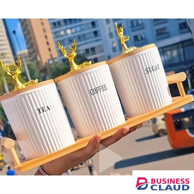 3Pc Ceramic Storage Canister