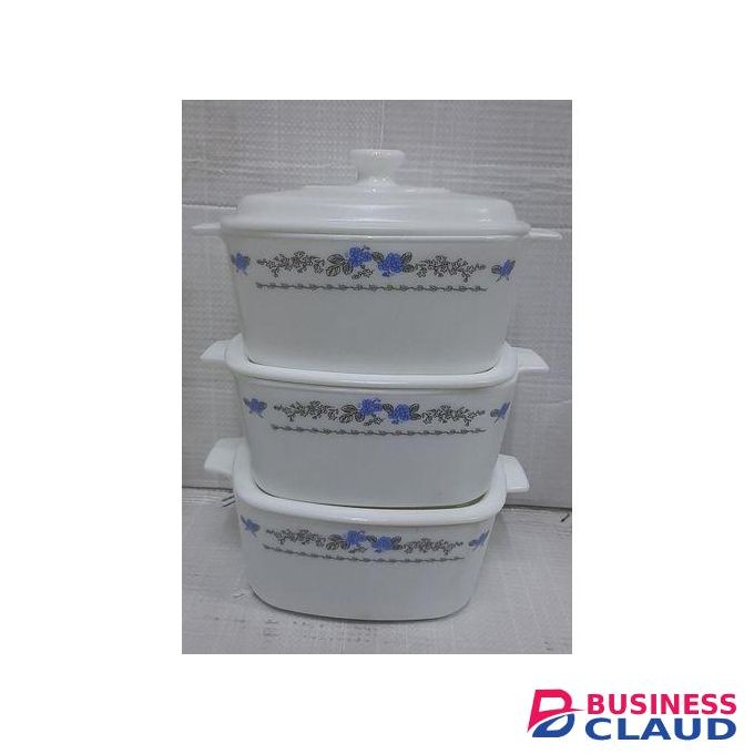 3pcs Square Ceramic Serving Storage Bowl With Lids