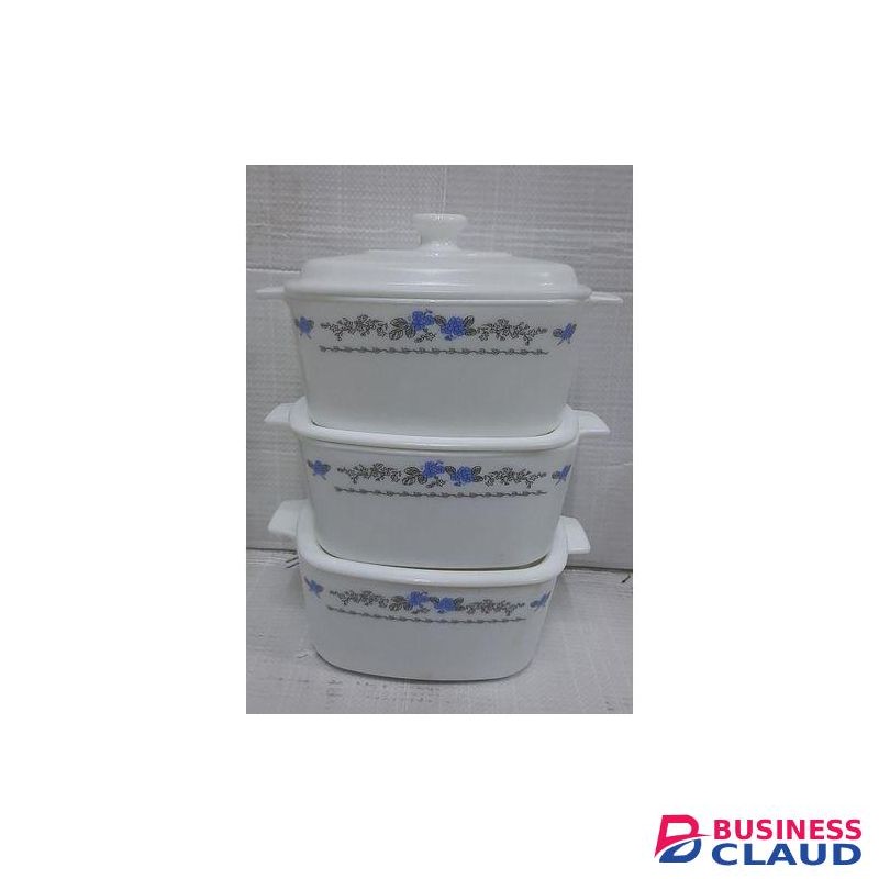 3pcs Square Ceramic Serving Storage Bowl With Lids