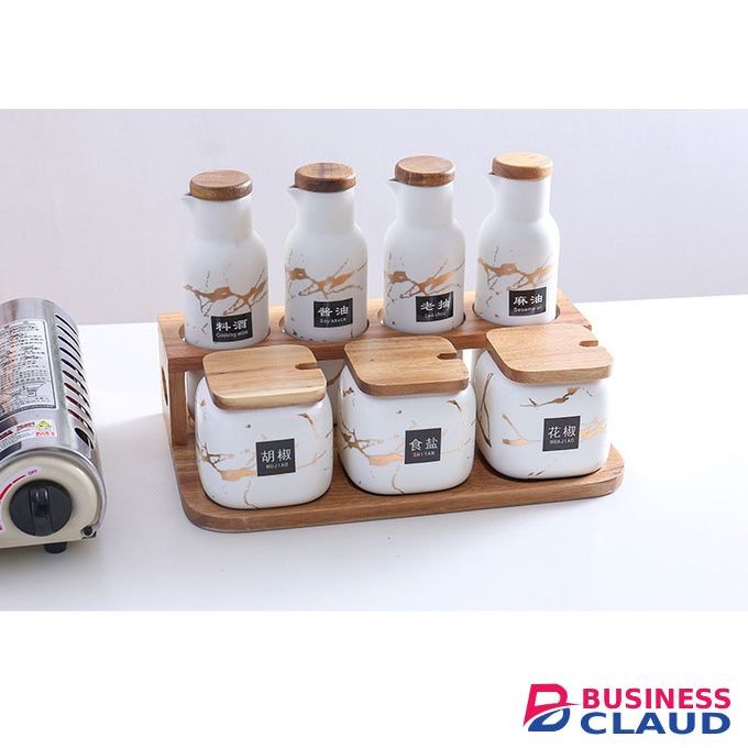 CeramicDispenser Set Porcelain Condiment Container.
