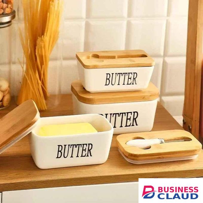 Ceramic Butter Cheese Container Box Kitchen Storage Box With Knife