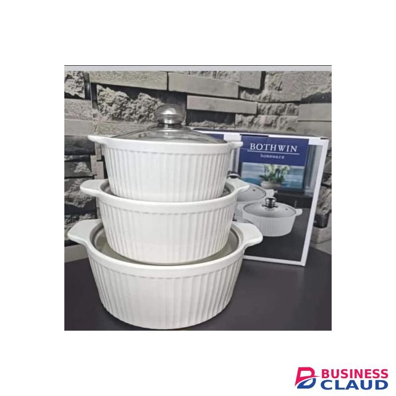 3 pc ceremic soup pot