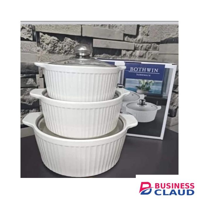 3 pc ceremic soup pot