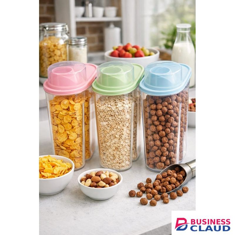2 litres Cereal Container Storage Kit, Pour Jet, Airtight Design, Perfect Capacity for Kitchen and Home Storage Containers Dispensers, Food Storage Containers