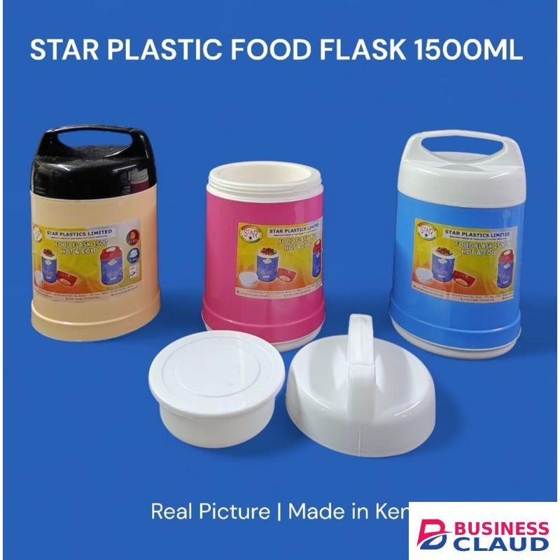 Star 1pc Plastic Food Flask – 1500ml perfect for carrying soups, stews, rice, or other hot meals to school, work, or picnics. designed to keep your meals hot and fresh for longer